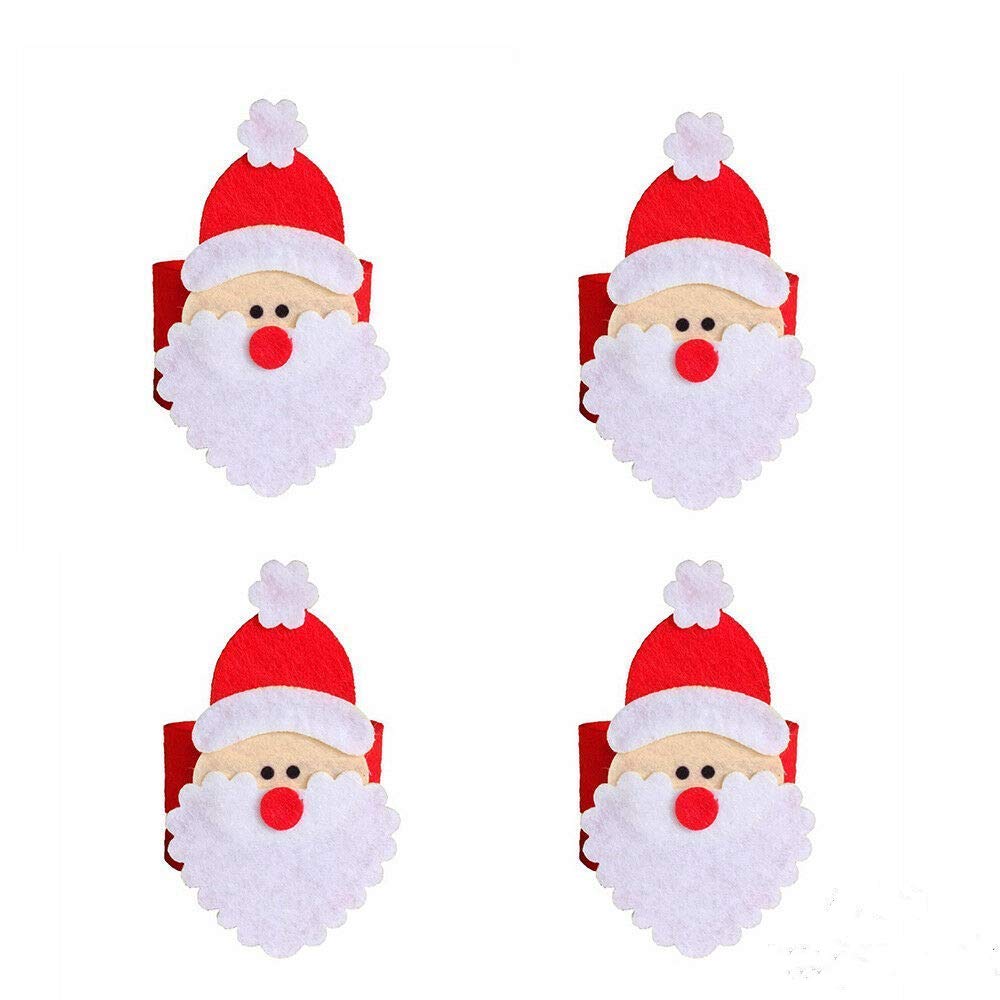 Ausuky Black 4 Pcs Christmas Santa Claus Napkin Rings Serviette Holder Christmas Table Decorations Xmas Santa Christmas Party Hat Adults Kids
