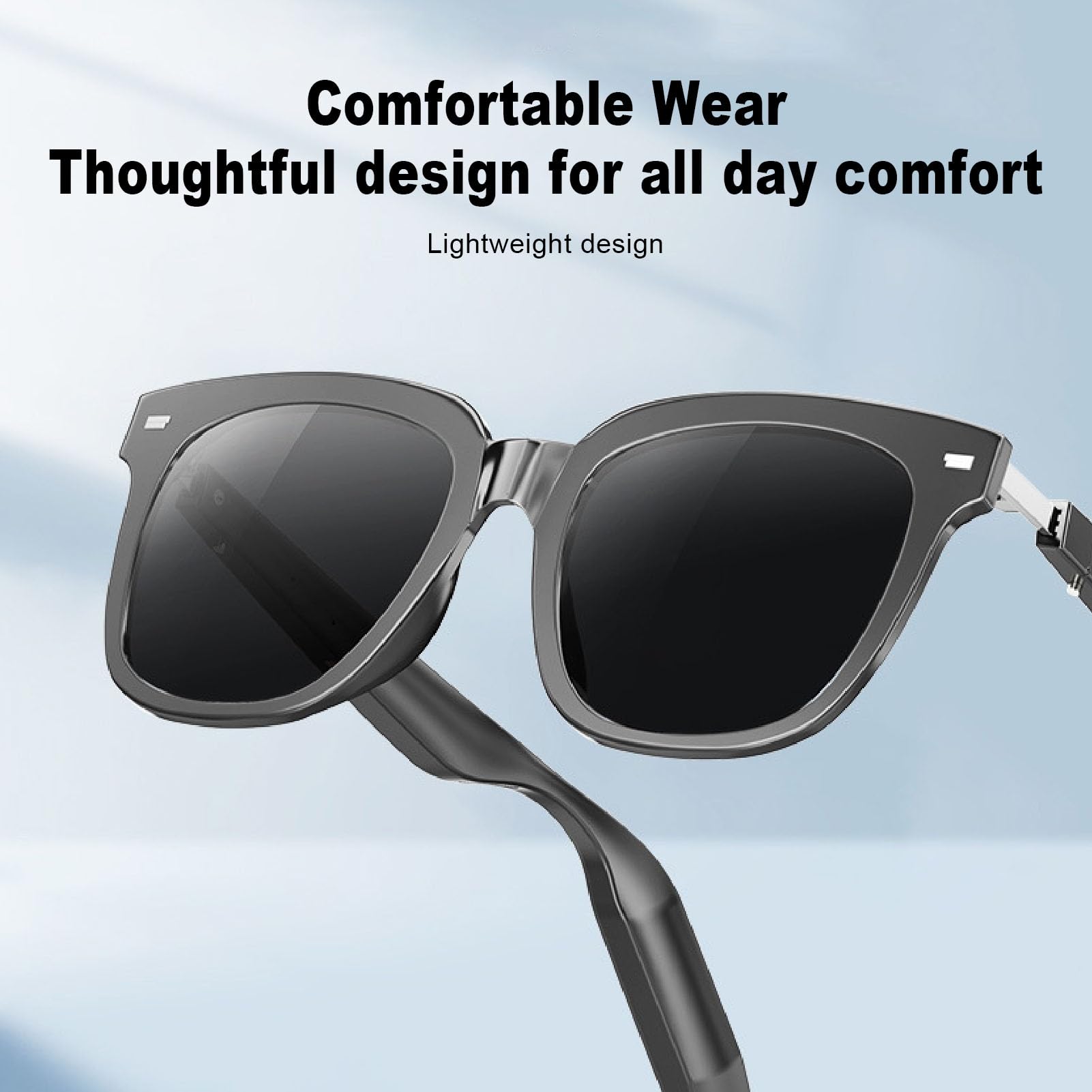 Lunettes Intelligentes Lunets Audio Bluetooth pour Hommes Femmes, Micro Intégrés, Musique Ouverte de L'oreille et Appel HD, Lunettes de Soleil