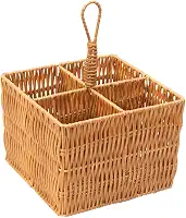 Mimo Style Cesto Porta Talher e Organizador, Possui 4 Compartimentos Produzidos em Fibra Natural, Funcional Para Armazenar Talheres e Utensílios Domésticos. Decore Seu Ambiente Com um Toque Rústico