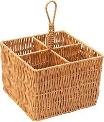 Mimo Style Cesto Porta Talher e Organizador, Possui 4 Compartimentos Produzidos em Fibra Natural, Funcional Para Armazenar Talheres e Utensílios Domésticos. Decore Seu Ambiente Com um Toque Rústico