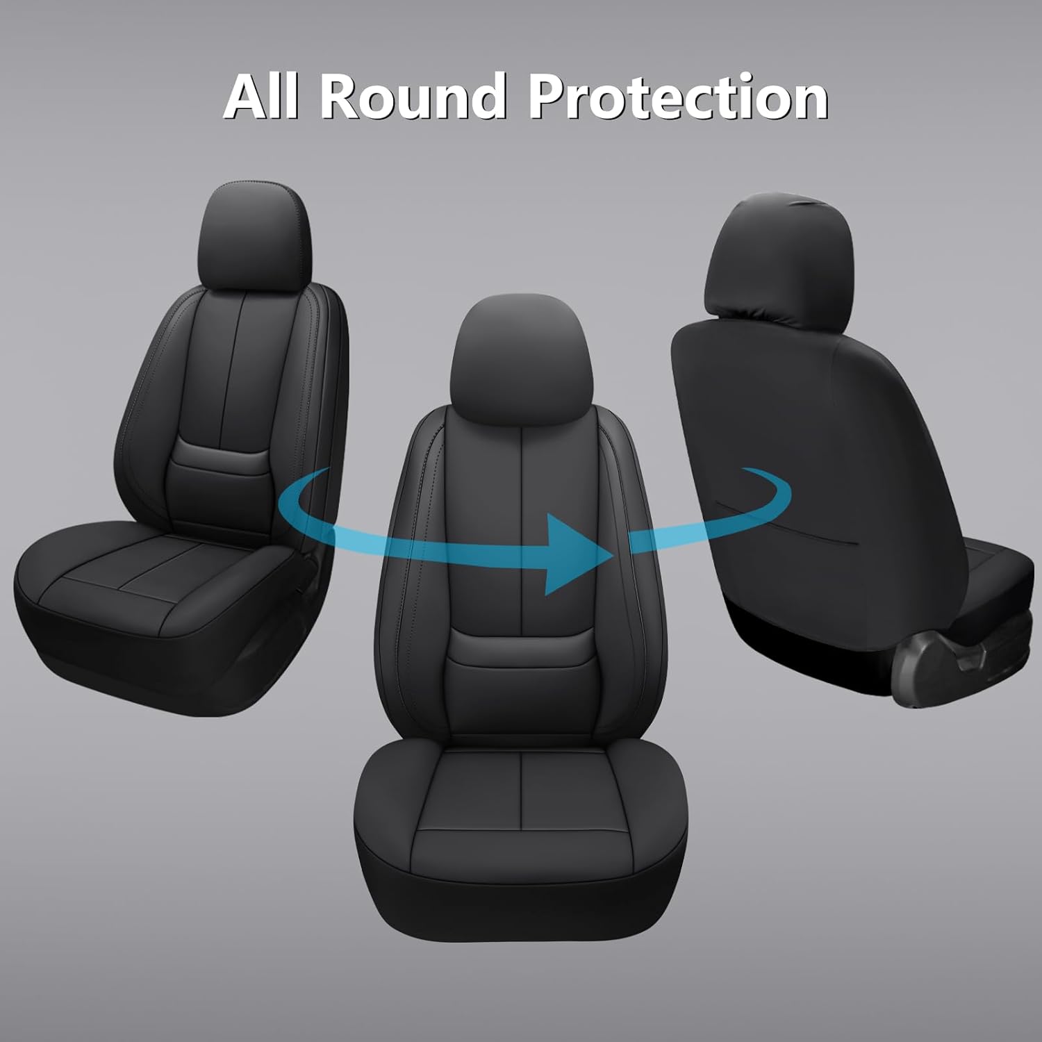 Full Coverage Leather Car Seat Covers,Waterproof Seat Covers for Cars,SUVs Pick-up Truck, Car Seat Cushion,Car Seat Protector,Front Seat Cover,Black Seat Cover with 2 Seats