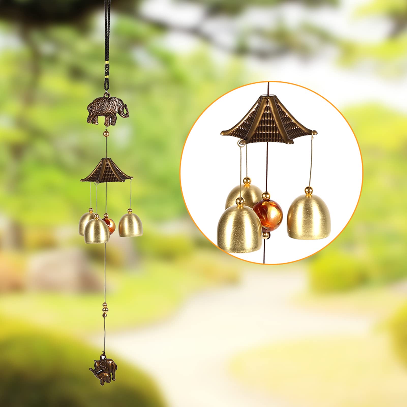 Generic Campana de Viento de Metal con Forma de Elefante, Decoración de Campanas de Iglesia para Ventana o Puerta del Hogar, Lindas Campanillas para un Ambiente Feliz, Decoración de Jardín y Patio