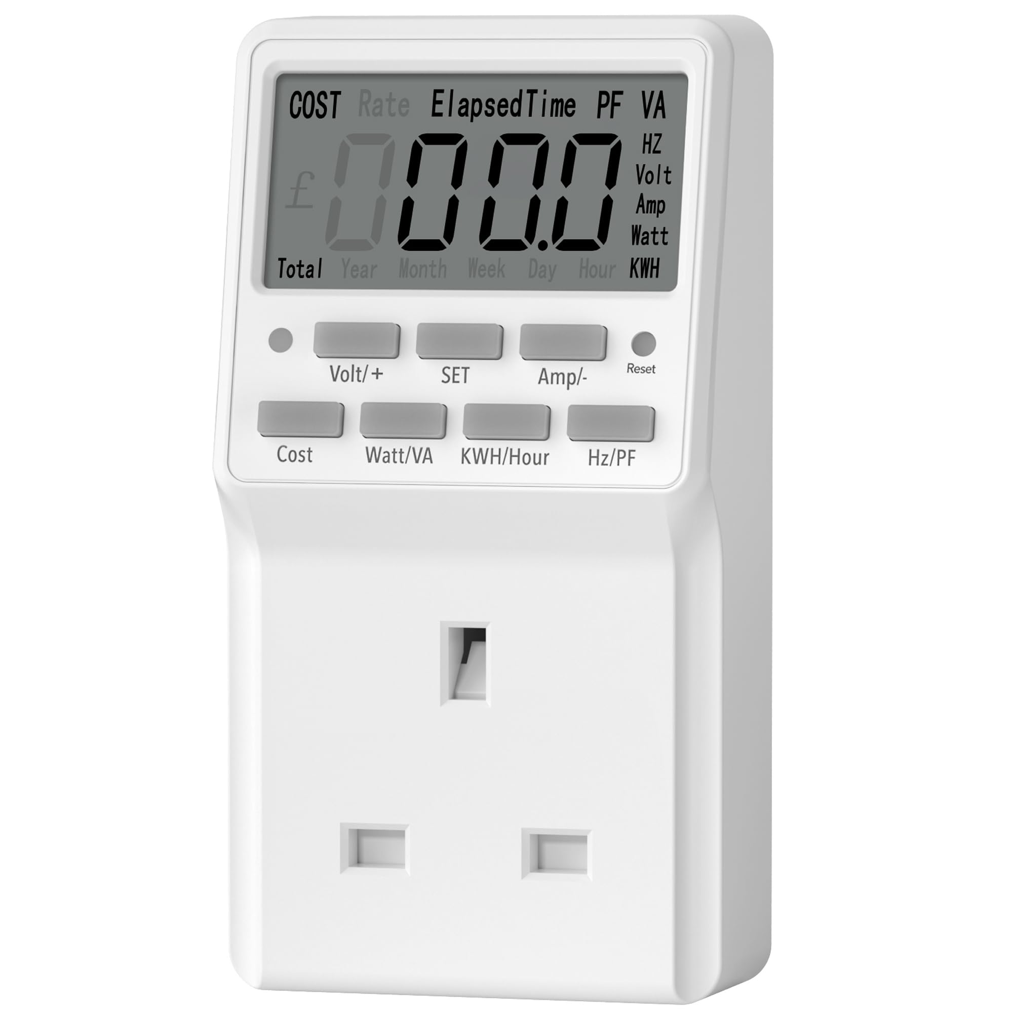 HBN Power Meter Energy Monitor Plug for Home,Electricity Power Consumption Meter with Digital LCD,Cost, Kilowatt Meter, Energy Voltage Amps Power Consumption Meter,13A