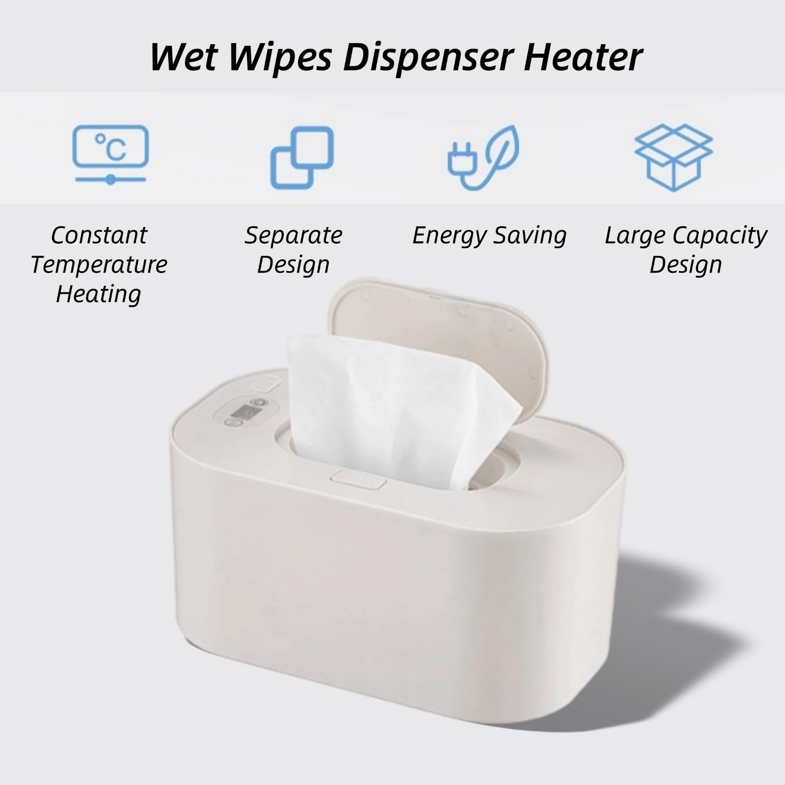 Large Capacity Wet Wipe Warmer with LED Screen Top Heating, Uniform Temperature, Adjustable Temp, Heated Wipes Dispenser - Image 2