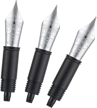 3PCS Hongdian Fountain Pen Silver Nib Set (Extra Fine & Fine & Medium) for 1860 Max, 1837, 660, CA35, WA35, N2, N23 and N8 Replaced #06 Nib Section