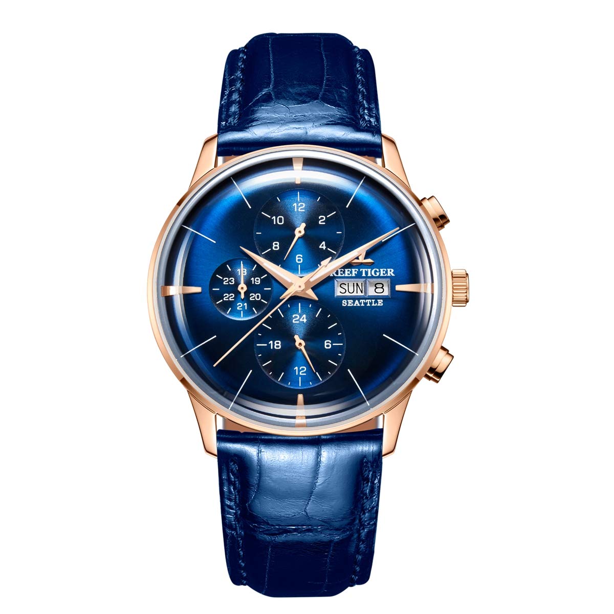 Luxury Multifunction Watches for Men Steel All Blue Automatic Watches RGA1699
