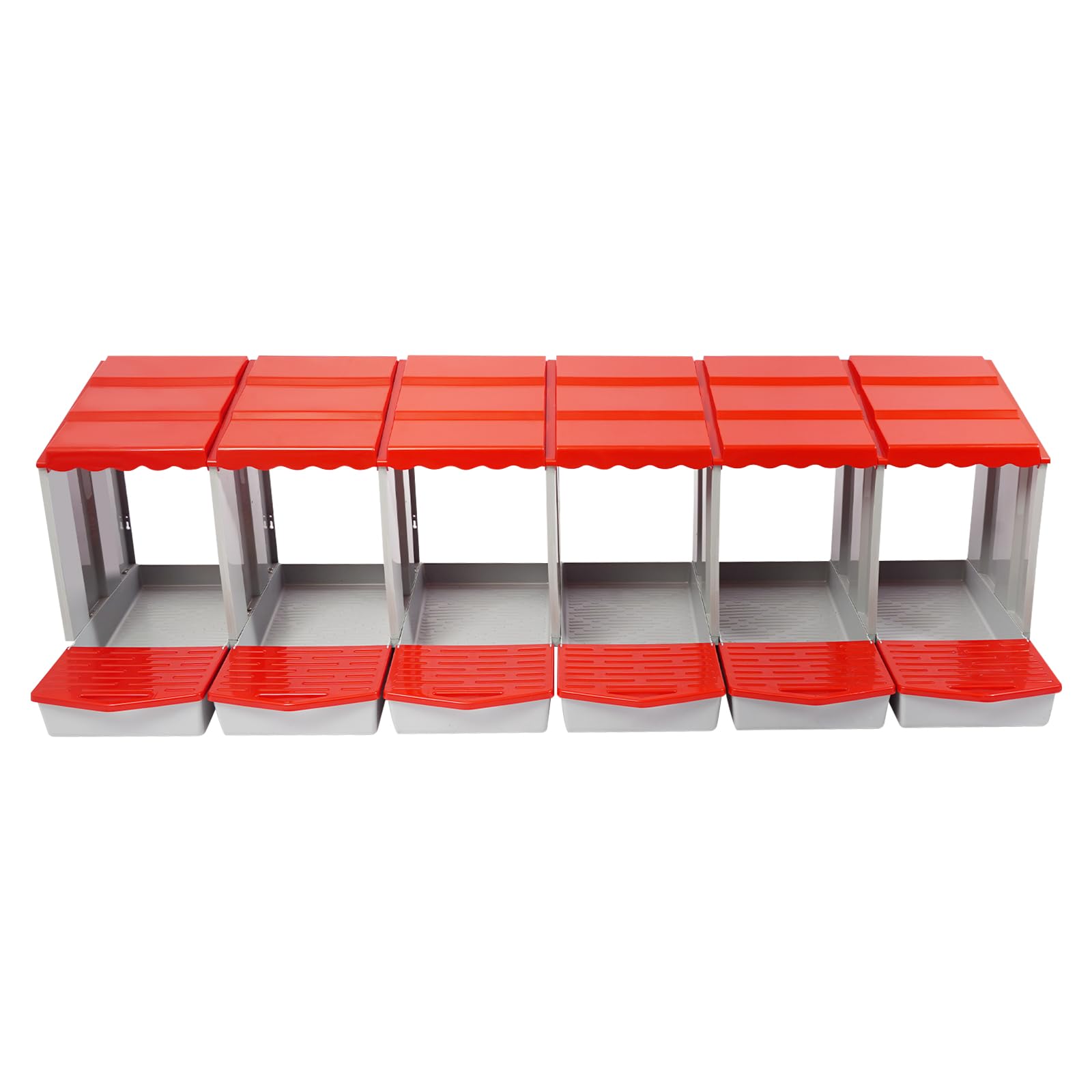 Nido de pollo con 6 cámaras, nido de plástico para montaje en pared, nido de aves de corral para huevos puestos, fácil limpieza (rojo)