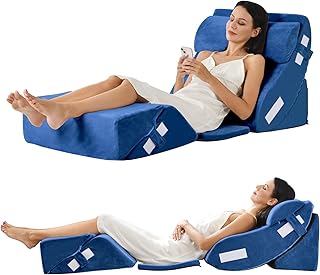 6PCS Orthopedic Bed Wedge Pillow Set, Adjustable Memory Foam Pillow Wedge for Post Surgery, Back, Neck and Leg Pain Relief & Heartburn, Anti Snoring, Acid Reflux, Sleeping | Machine Washable Cover