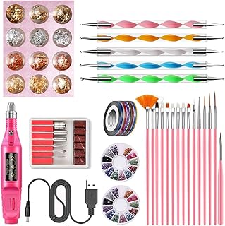ferramentas para unhas,mewmewcat Conjunto de Máquinas de Broca de Unhas elétricas Polidor de Unhas Pintura de Unhas Caneta Ponto Caneta Folha de Ouro Decoração de Unhas Ferramentas de Manicure