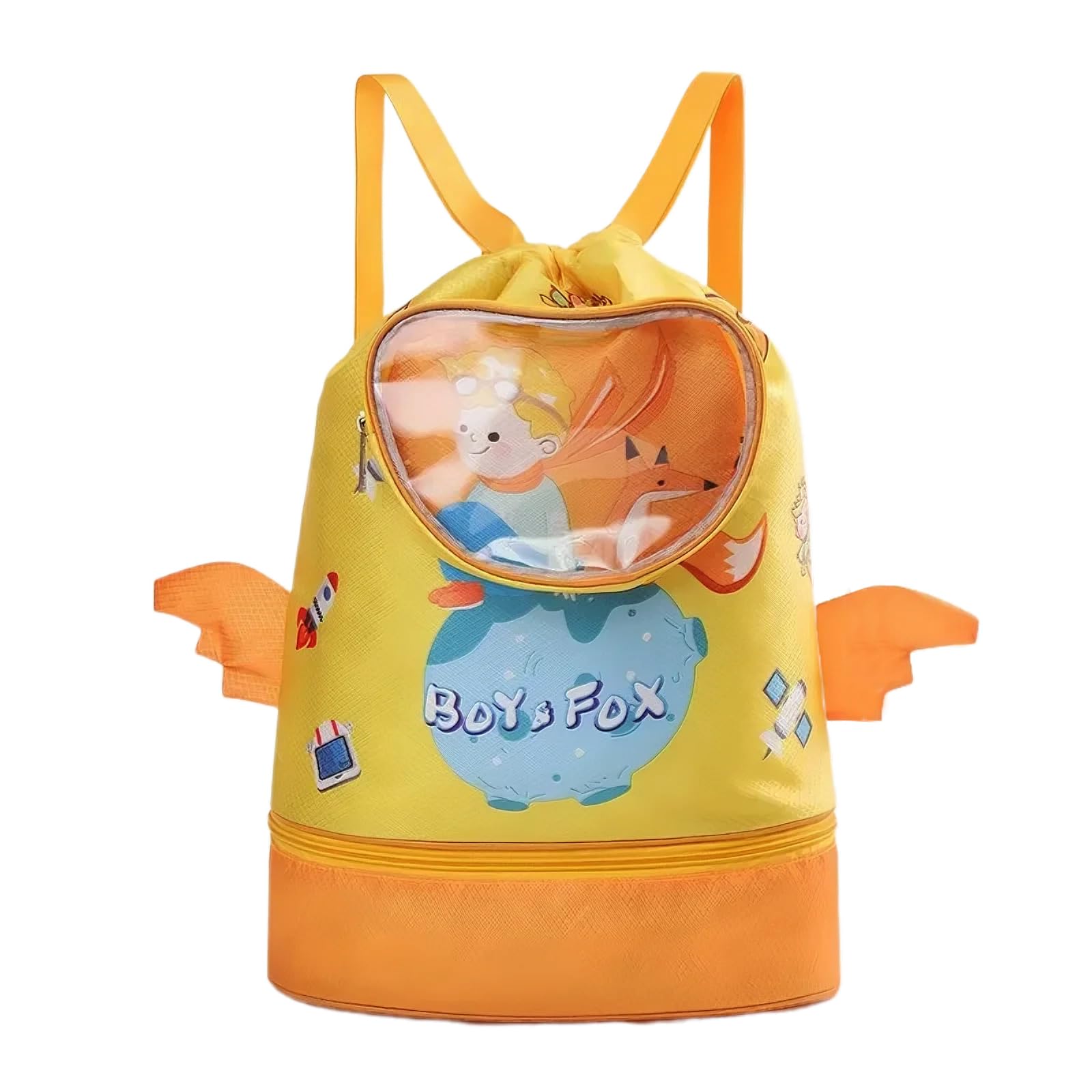 iYuening Swimming Bag for Kids, Drawstring Sports Gym Bag with Swimming Goggle Bag，Shoe Storage and Dry-Wet Separation (Little Prince)