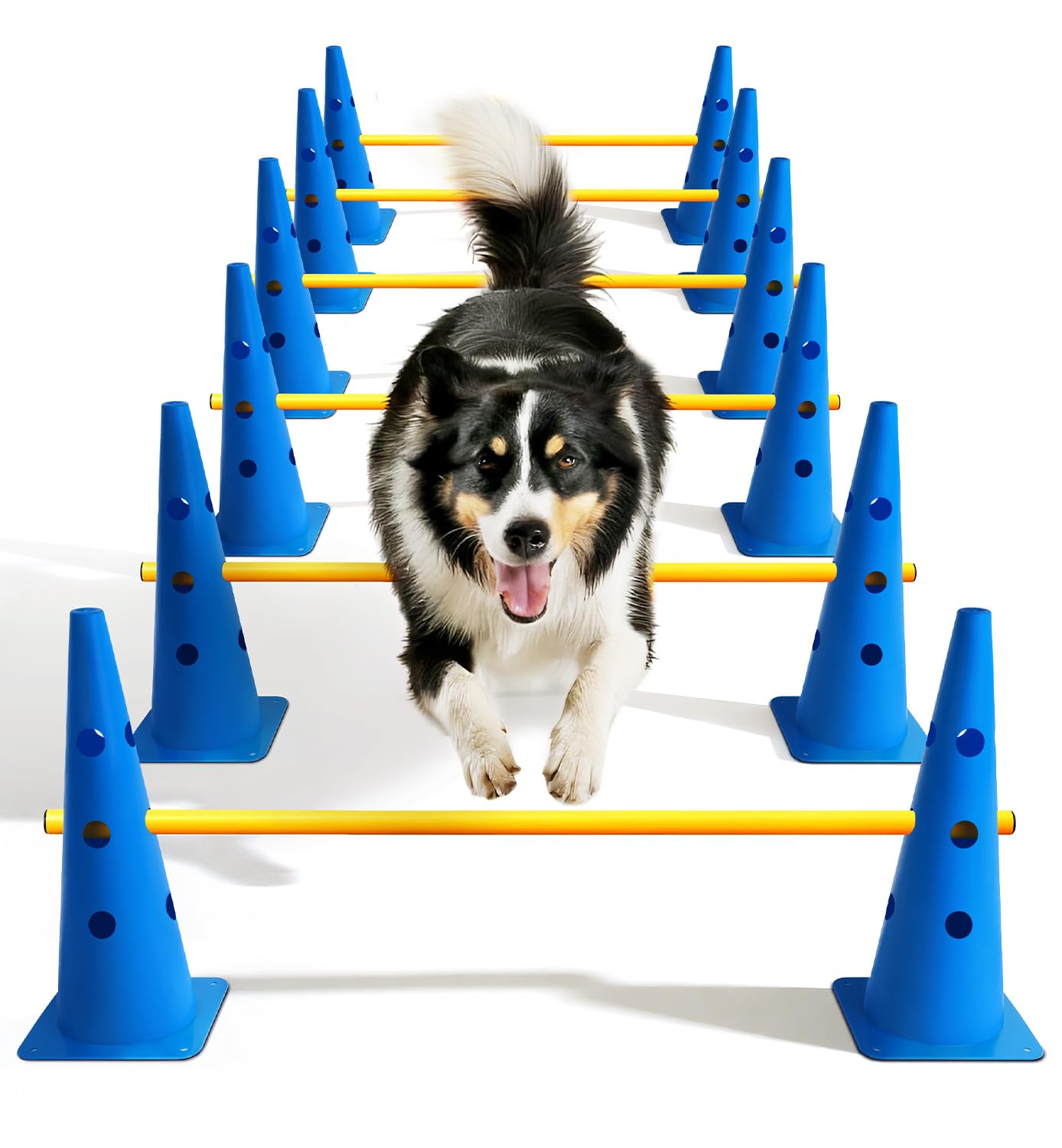 Lupar Dog Agility Course Backyard Set, Dog Agility Hurdle Cone Set with Height Adjustable Crossbar for Rehabilitation & Beginners, Dog Agility Equipment for Dog Obstacle Course - 18 Inch
