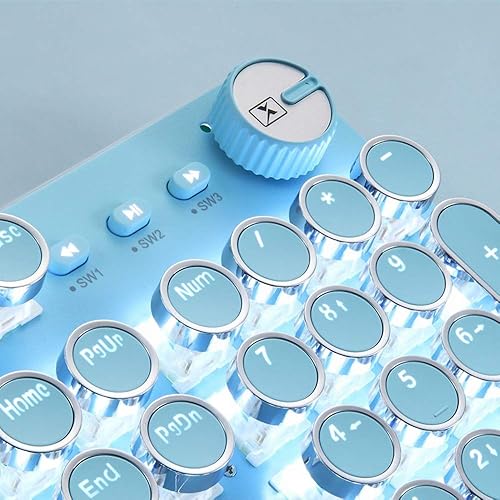 Miniatura 3 de Basaltech Combo de teclado mecánico y mouse para juegos, teclado retro steampunk estilo máquina de escribir vintage con retroiluminación LED,