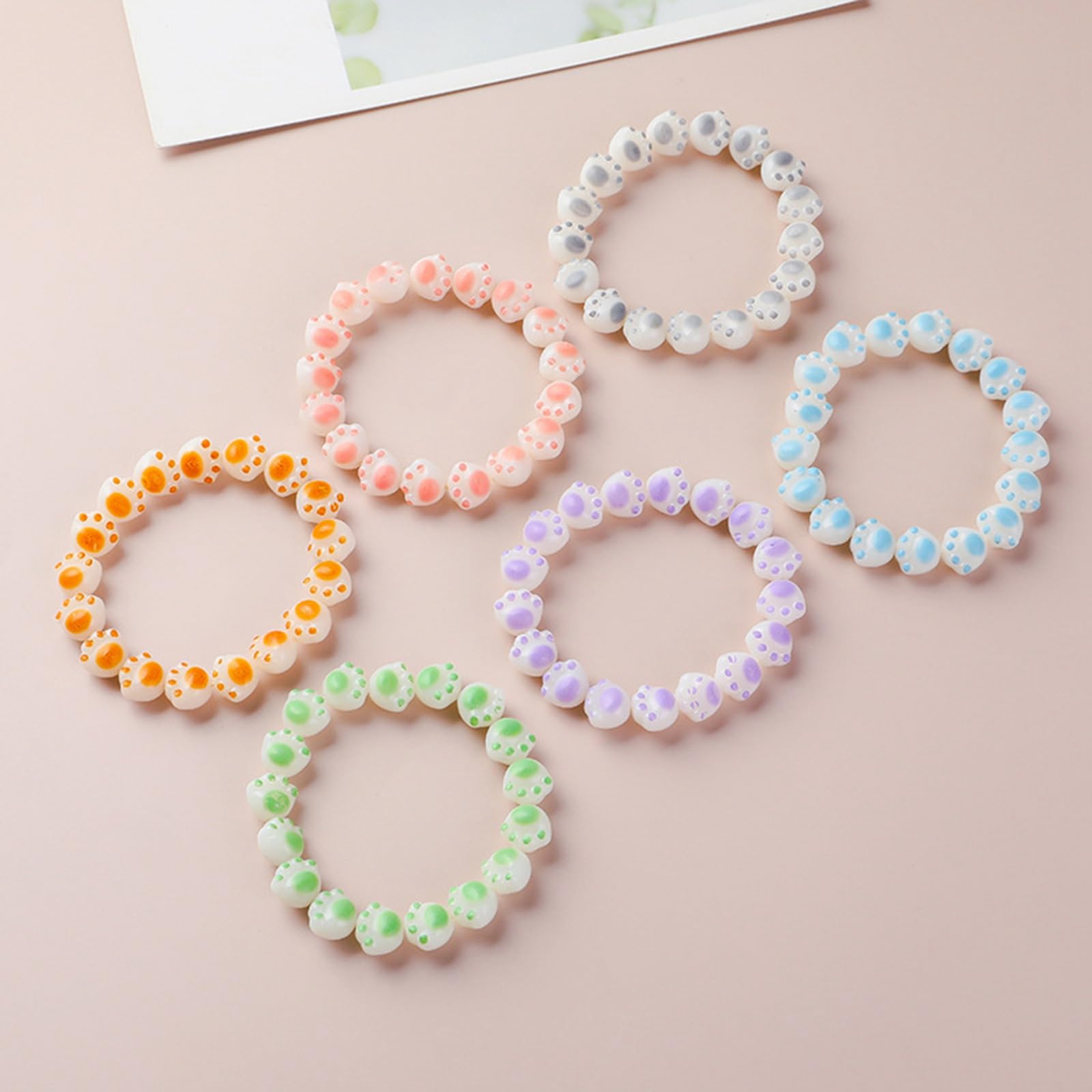 100 Pcs 15mm Mixed Color Lampwork Glass Beads - Flat Round Cat/Dog Paw Print Beads For Jewelry Making