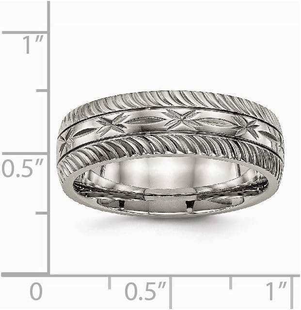 Chisel Titanium Polished bright Cut Ring Size 9