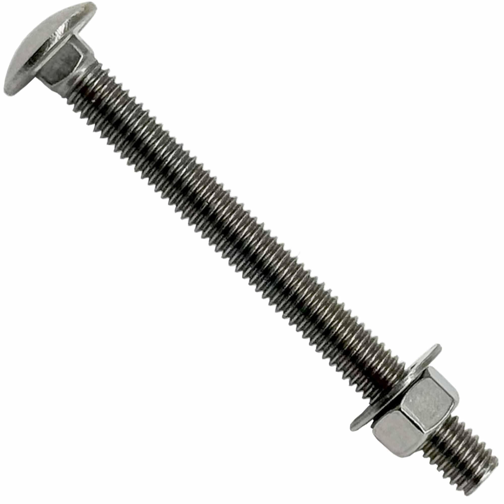 (10) 3/8-16 x 4”- 304 (18-8) Grade Stainless Steel Carriage Bolts Screws Dome Head Nuts & Washers Included for Trailer Deck Floors headboards-Rust Resistant by BRAUNY BOY- Qty (10)