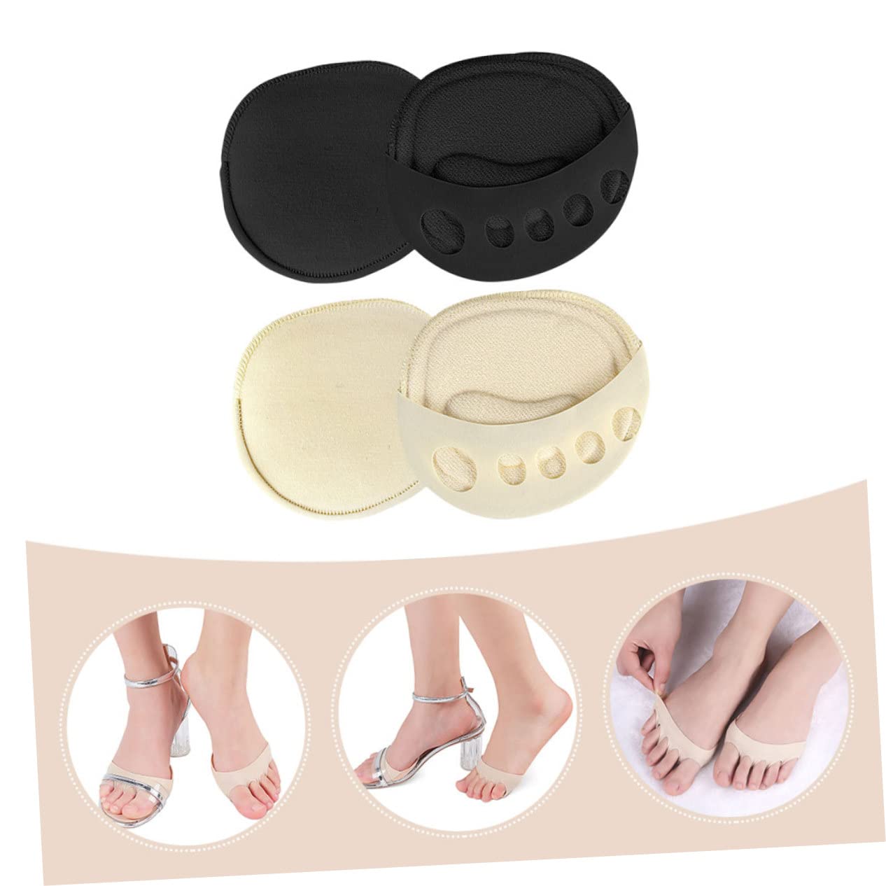 VALICLUD 5sets Womens Summer Half Palm Invisible Socks Breathable Toe Socks for High Heels Comfortable Lightweight Design for Relief Control 2pairs*5