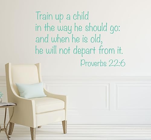 Miniatura 6 de Religious Quote Proverbs 22:6 - Vinilo adhesivo para pared, con texto en inglés "Train Up a Child in The Way He Should Go", para decoración del