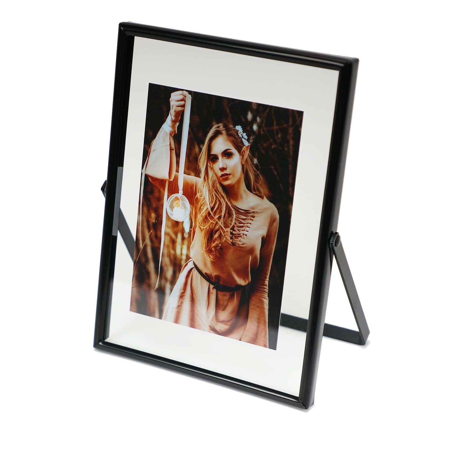Black Floating Frame (5"x7", Vertical), For Picture 4x6, 3x5, 2x3, Tabletop Shelf Photo Frame, Classy Gift For Festival, Wedding, Home or Office Décor