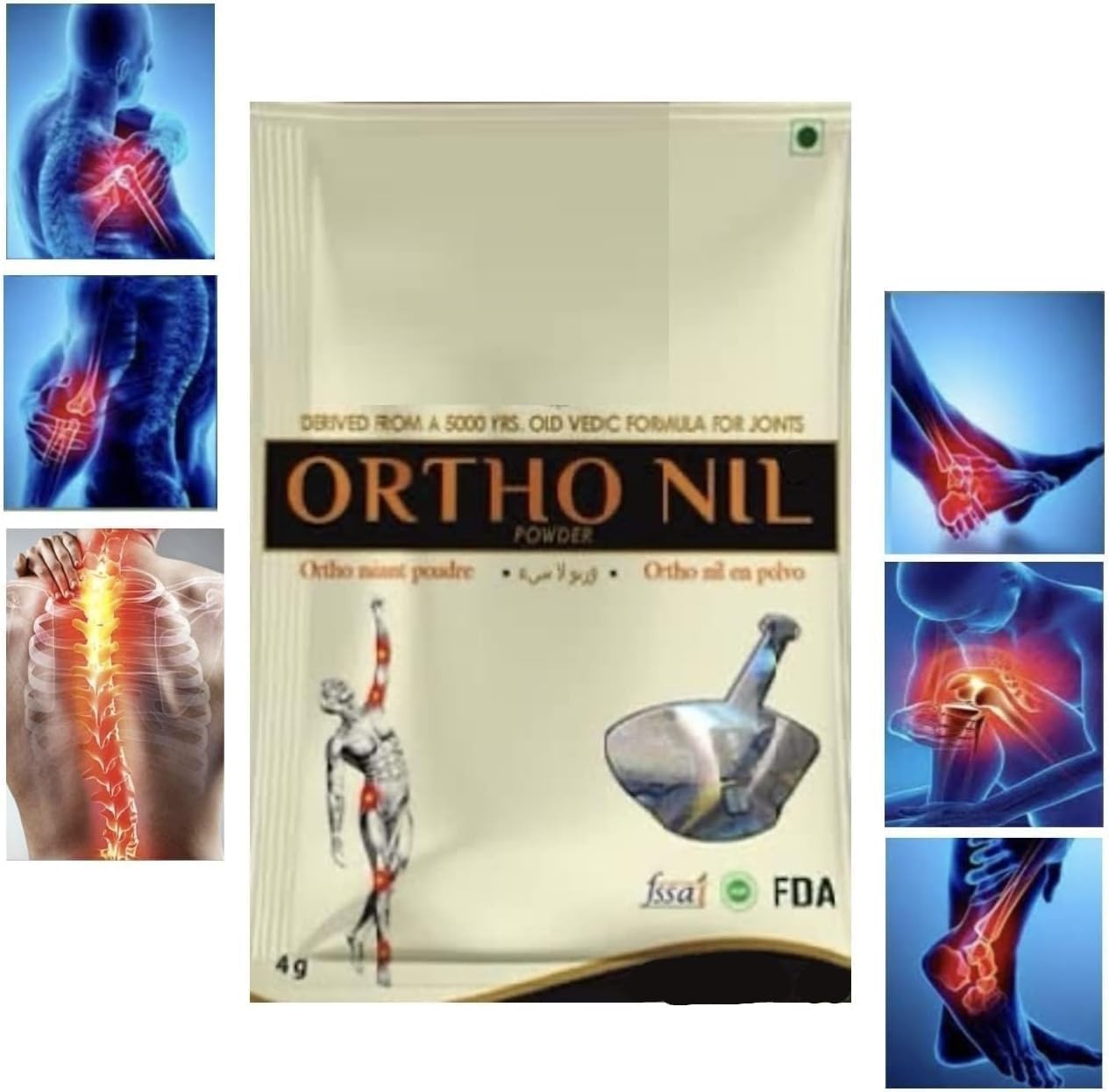 HK Ortho Nil - Polvo para dolor de articulaciones, dolor corporal, dolor muscular (70 bolsas)