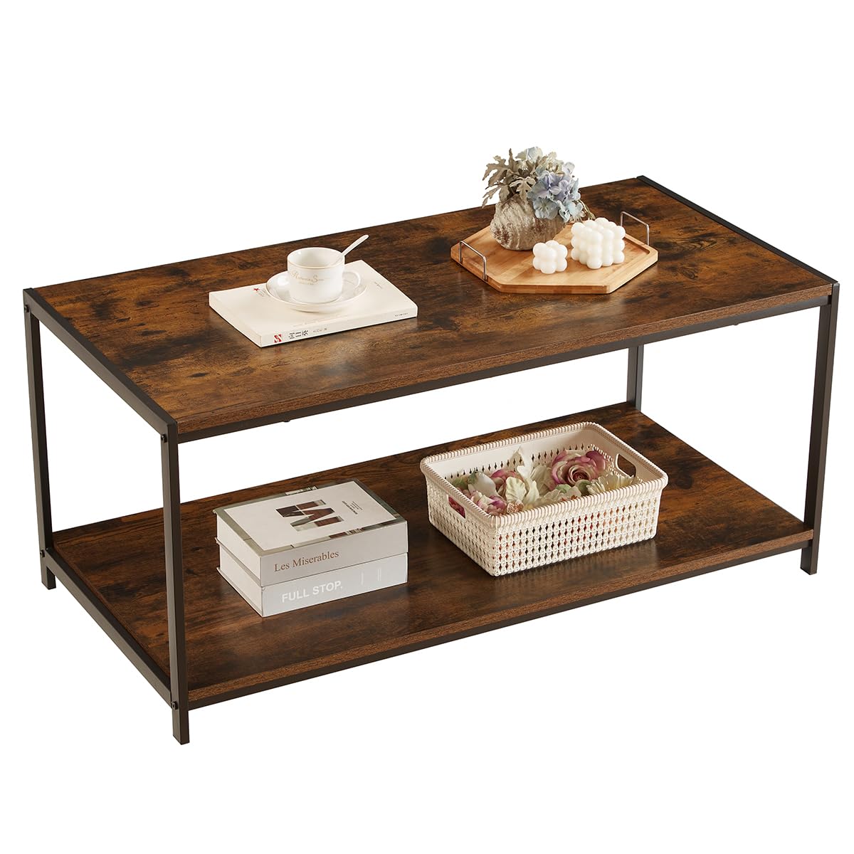 Direct Online Houseware House Of Home Coffee Table, Walnut Brown Living Room Furniture, TV Stand or Side Table, Durable Top, Easy to Clean and Assemble Rustic Brown 100x50x45cm