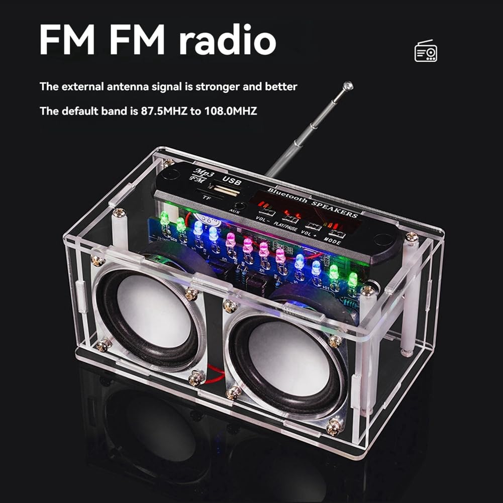 Kit de Haut-Parleur Bluetooth Bricolage avec Radio FM 87,5-108 MHz DIY Projet de Soudure Pratique Kit Électronique Assemblage de Soudure
