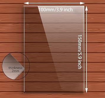 10pcs Clear Acrylic Sheet Perspex Sheet 2mm Transparent Square Panel for Picture Frame, Glass Replacement Signs 150 * 100mm