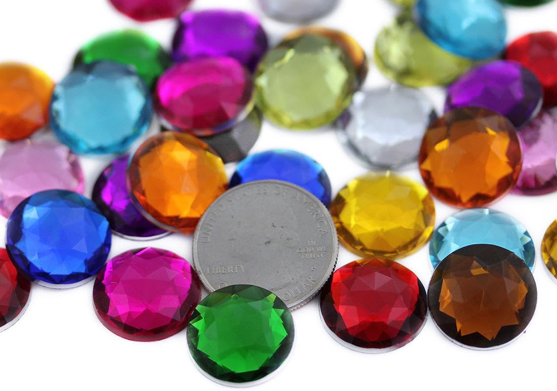 18mm 11/16" Flat Back Round Acrylic Gems