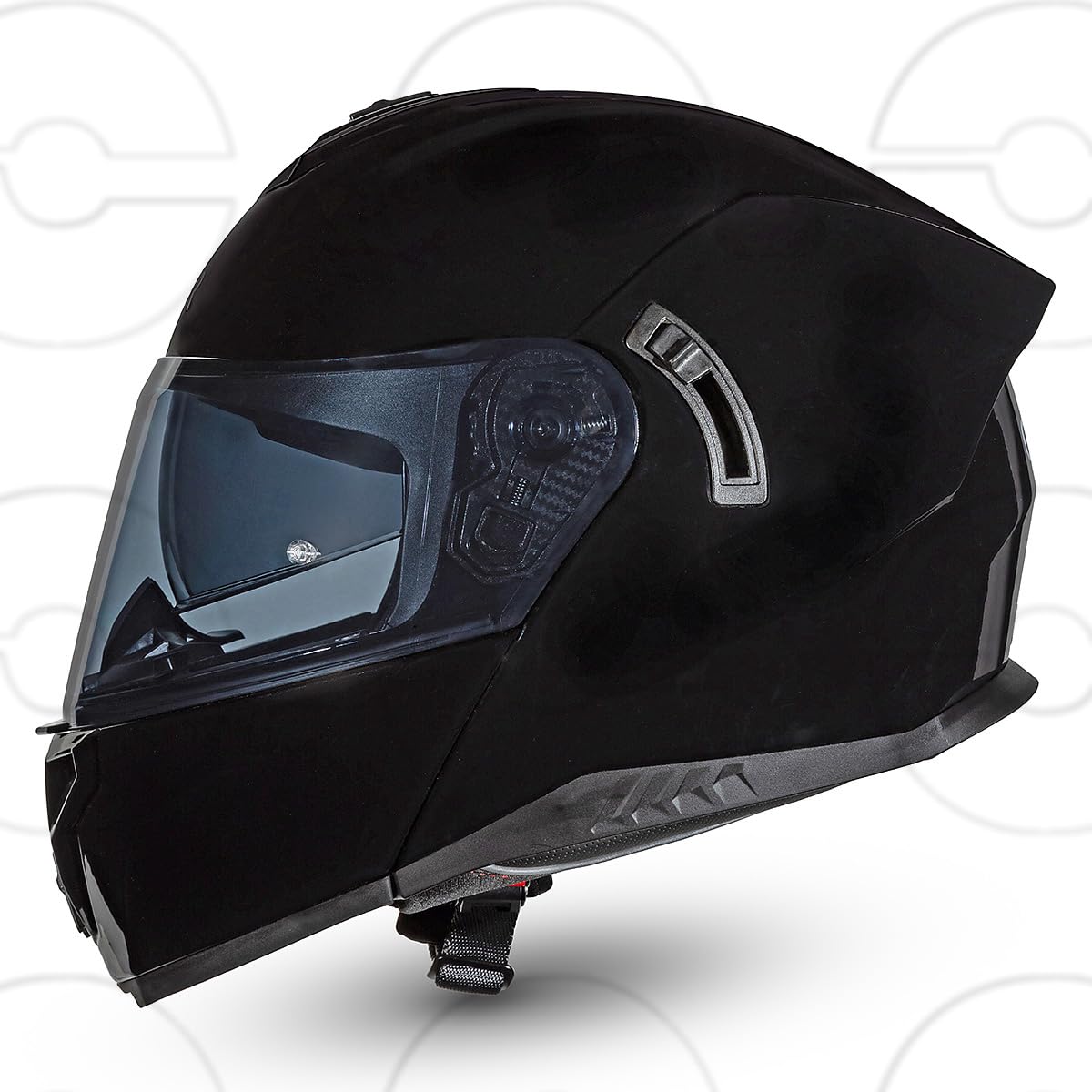 CRUIZER Casco Moto Scooter Modulare Nero Lucido Doppia Visiera con Visiera aggiuntiva oscurata S