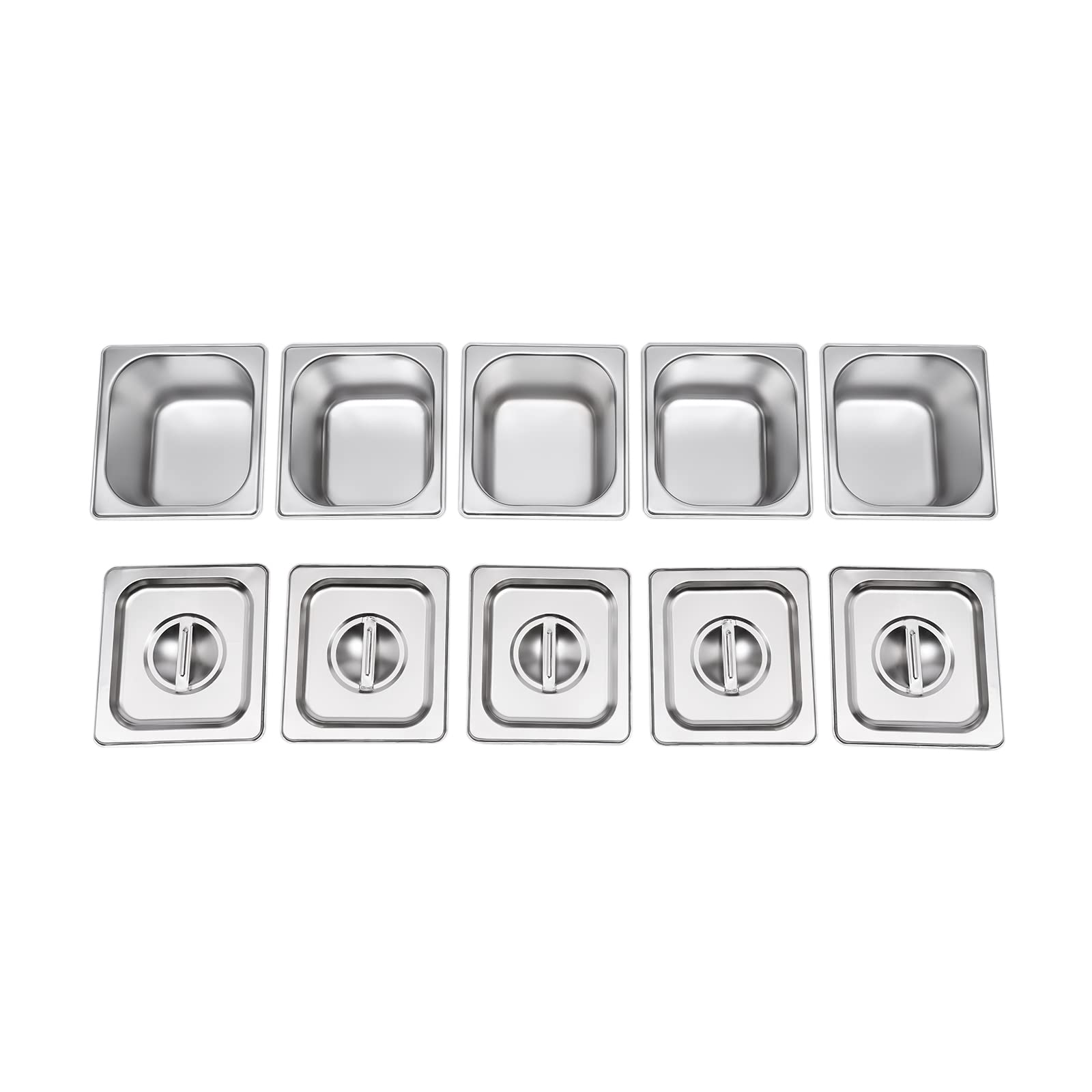 GN - Bandeja para contenedores GN Gastronorm con estructura de acero inoxidable con tapa, incluye 5 unidades
