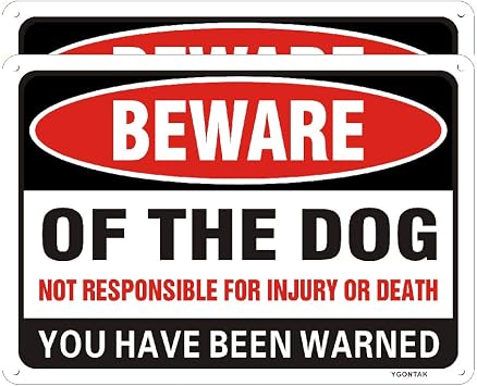 2Pack Beware of Dog Sign Dog Warning Sign 10 X 7 Inch Aluminum Alloy Rust and Fading Resistant for Indoor Outdoor