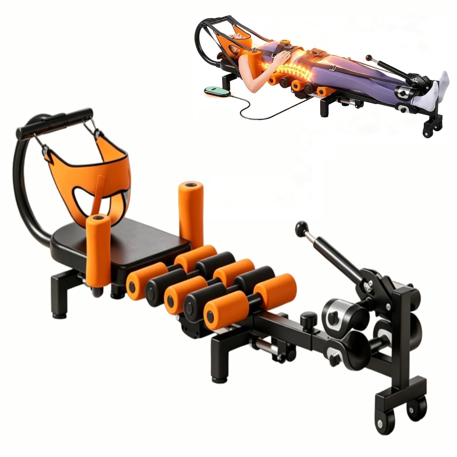 Nasmodo Back spinal stretcher decompression machine for pain relief men women Adjustable Back hip Lumbar disc lower posture Sciatica Support leg Stretching Extension device for Home Workout(140-185kg) discount deal