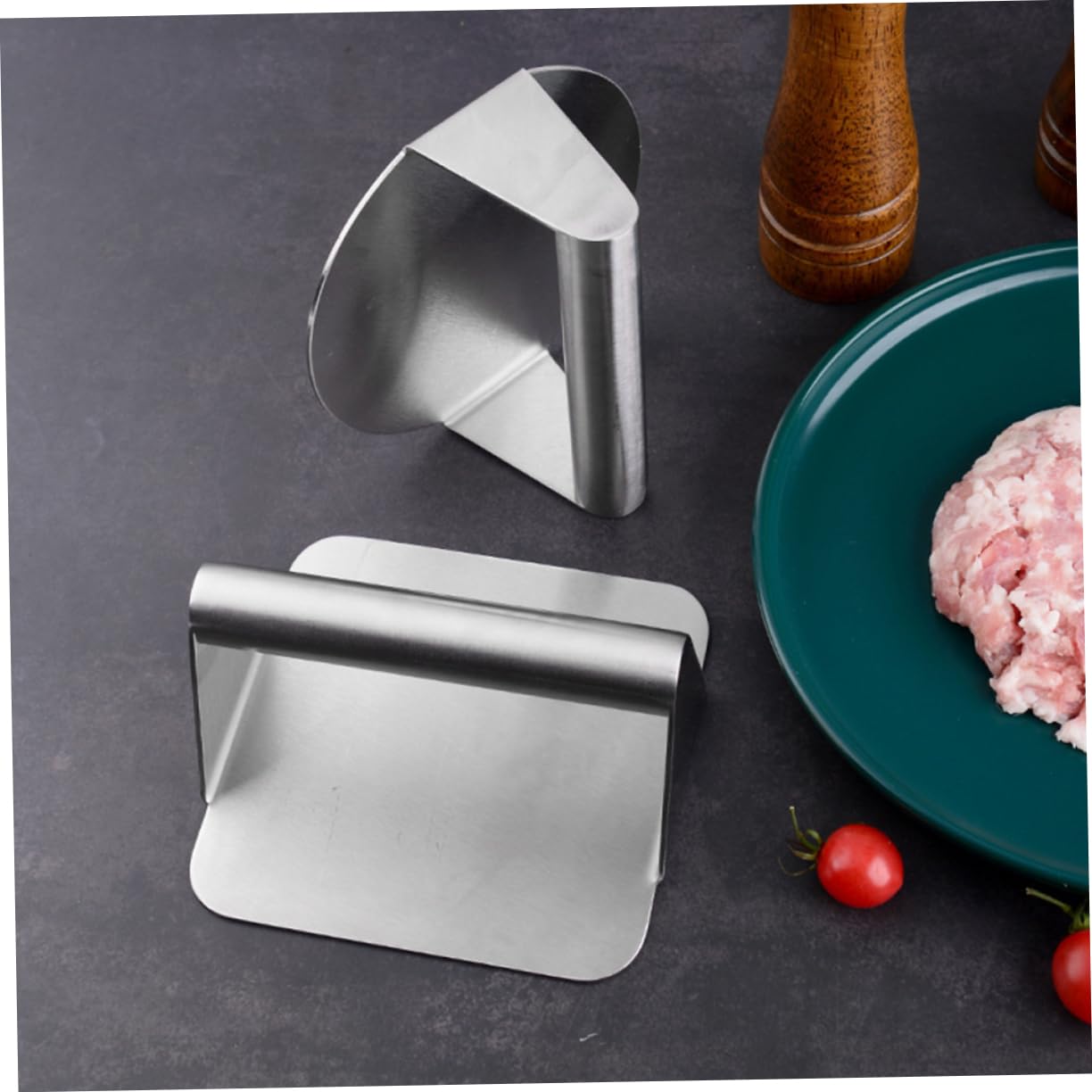 SOLUSTRE 2pcs Stainless Steel Burger Press Patty Maker for Even Cooking Kitchen Tool for Shaped Burgers and Meat Patties for Grilling and Cooking