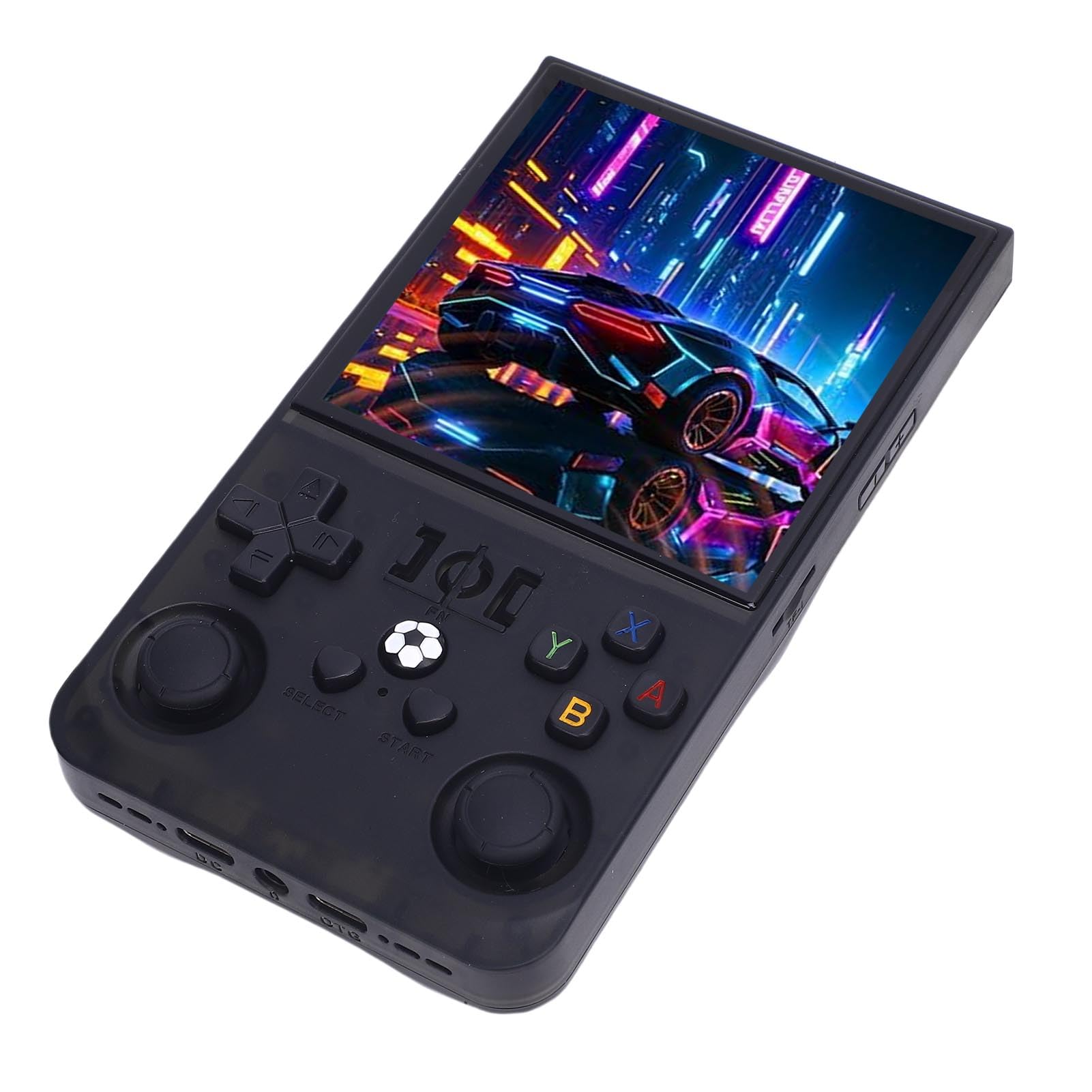 FILFEEL R36MAX Retro-Handspielkonsole mit 4,0-Zoll-720x720-Bildschirmsystem, RK3326-Chip, 4000-mAh-, Tragbarer Videospiel-Player, Transparent (64G)