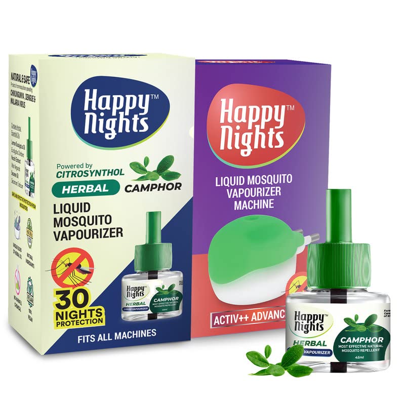 Happy Nights Strawberry Mosquito Repellent Camphor Eucalyptus Oil Based Liquid Vaporizer With Machine | Long-lasting Refill | Safe for Kids | Indoor 100% Protection from Mosquitoes Combo Pack (1 Refill (45ml) + Machine) (B0BCKTB3HP) Amazon Price History, Amazon Price Tracker