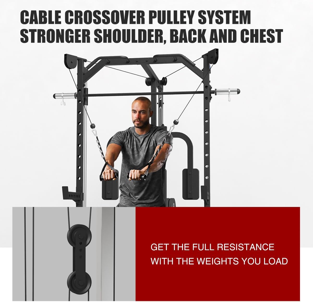 Fagus Smith Machine Home Gym Power Cage With Pulley System, ...
