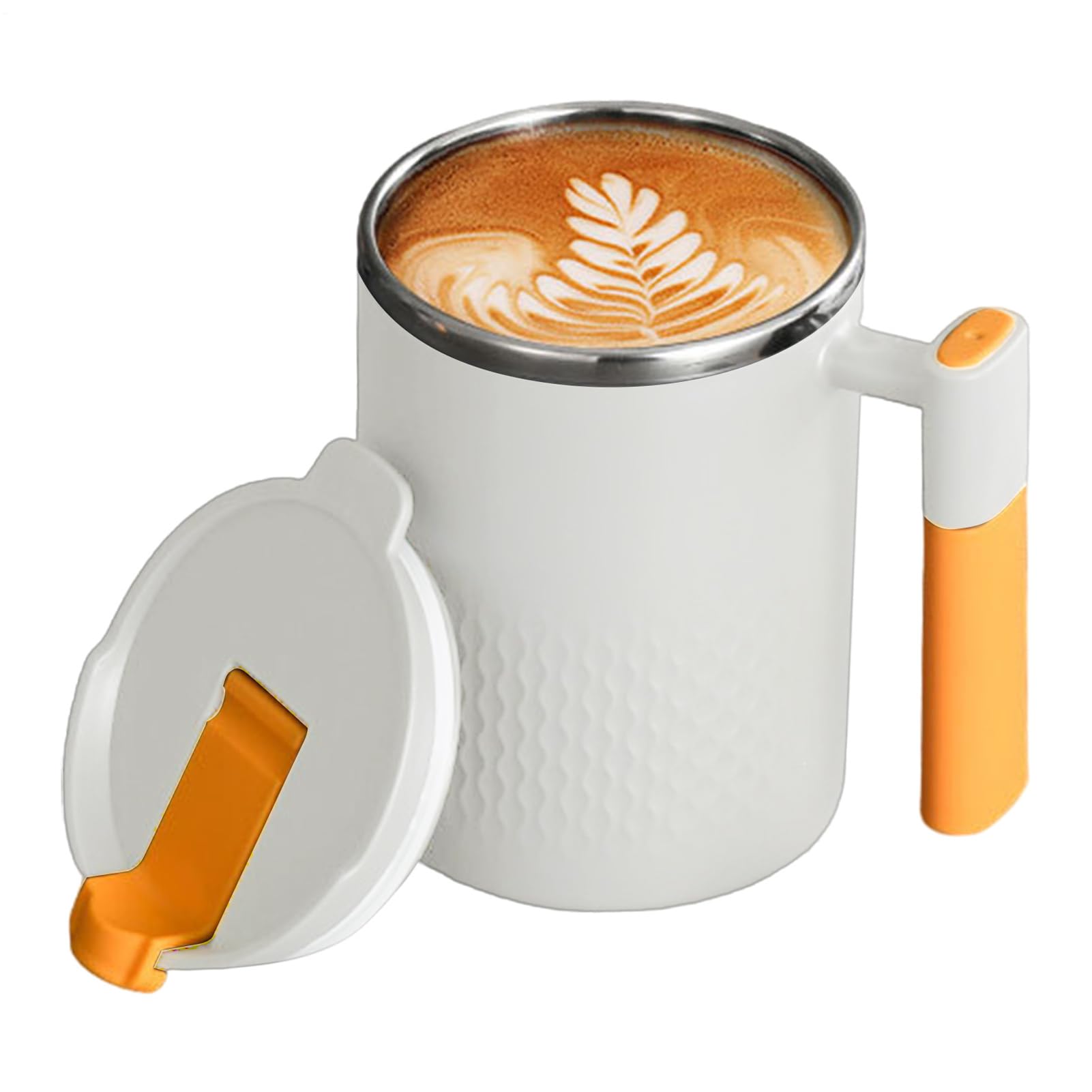 Thermal Coffee Mug, Ergonomic Handle Design, 450ml, Stainless Steel Mug, Tea Cup with Lid and Strainer, Sweat-Free Exterior, Ideal for Coffee Tea Milk Juice Ice Water
