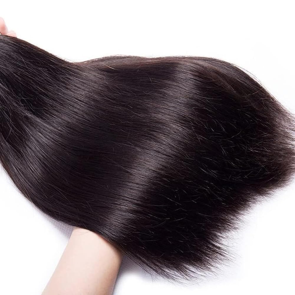 Straight Human Hair Bundles 10 10 10 Inch Trippy Hair Quick Weave 3 Bundles Human Hair 100% Unprocessed Raw Brazilian Virgin Hair Extensions for Black Women Natural Color