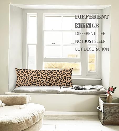 Miniatura 6 de Funda de almohada corporal de leopardo con diseño de piel de animales salvajes, con estampado de guepardo, funda de almohada larga con cremallera,