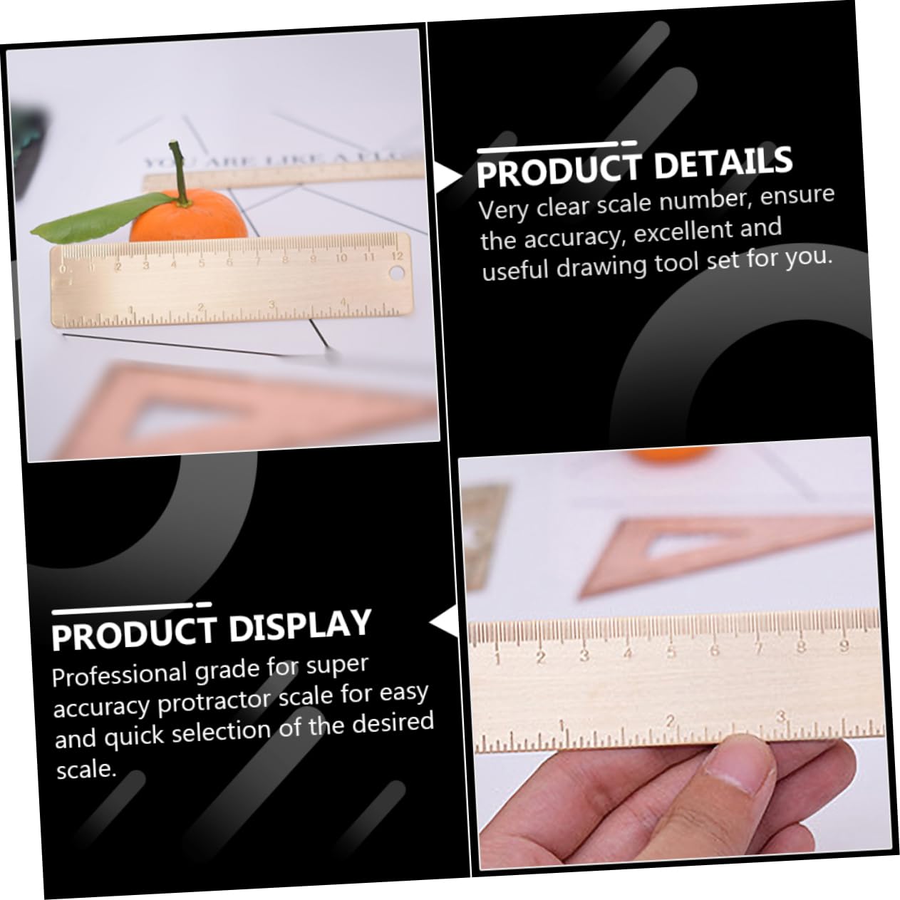3sets Righello Triangolo e Goniometro Kit Per Studenti e Insegnanti Precisione Facile Usare