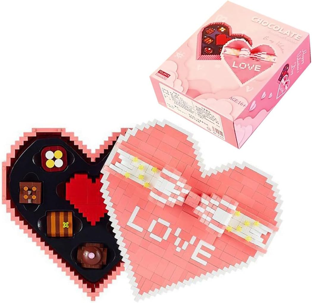 Valentines Day DIY Love Chocolate Building Blocks Set, Valentines Day Assembly Gifts for Girlfriend Boyfriend, Suitable as Valentines Gift (1999PCS)