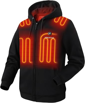 Venustas Unisex Heated Hoodie with Battery, Full-Zip Heated Jacket for Women and Men