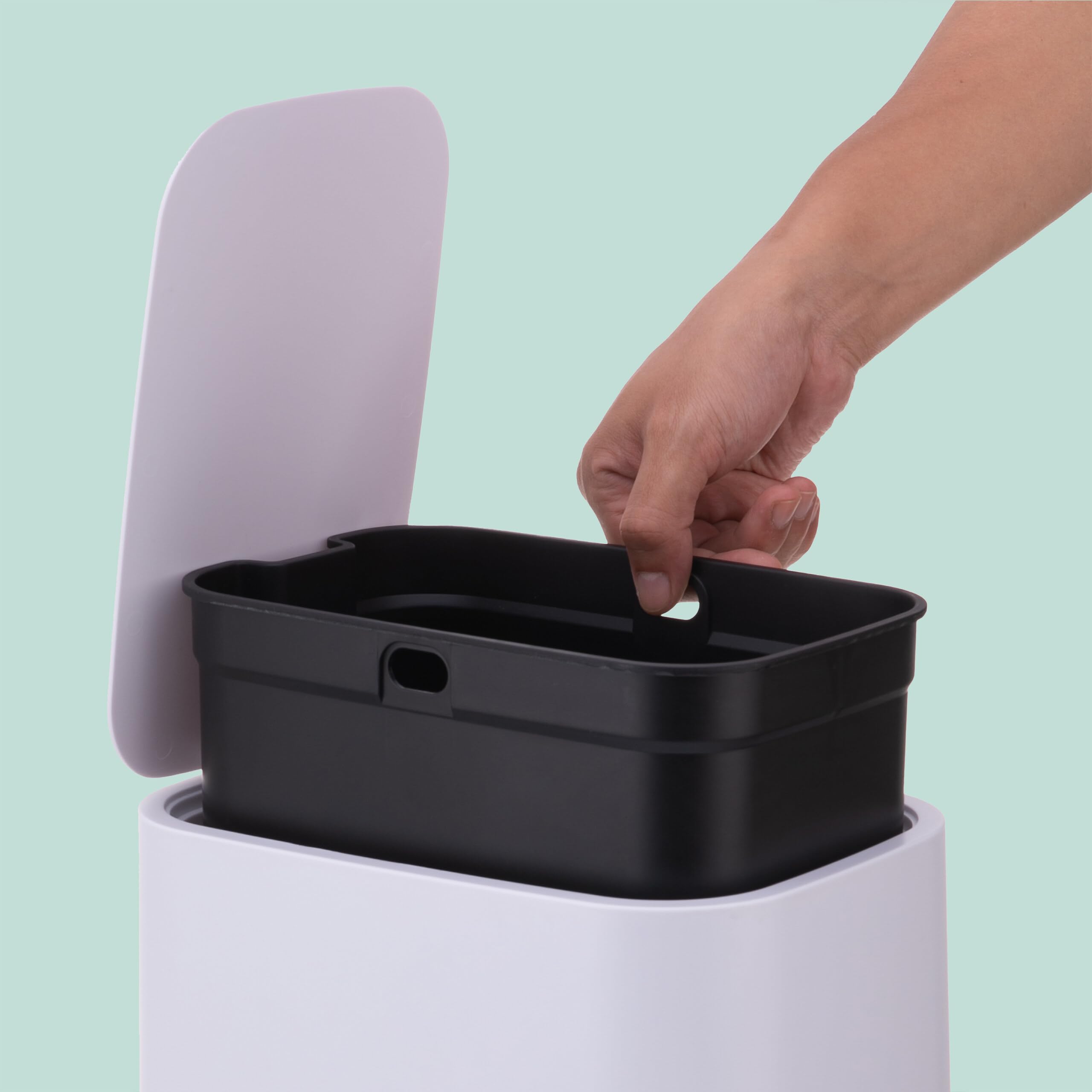Relaxdays Cestino, 7 Litri, Chiusura Soft, Secchio Interno Rimovibile, plastica Opaca, a Pedale