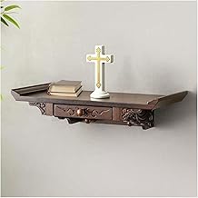 Wall Mounted Altar Table with Storage, Small Wooden Side Table Cabinet for Butsudan Buddha Statue Display, Meditation, Pooja, Incense Offerings & Spiritual Activities(40 * 25cm)