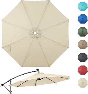 COWVIE Umbrella Canopy Replacement for 8 Ribs Patio Umbrella, Outdoor Table Parasol Replacement for Yard, Canopy Only