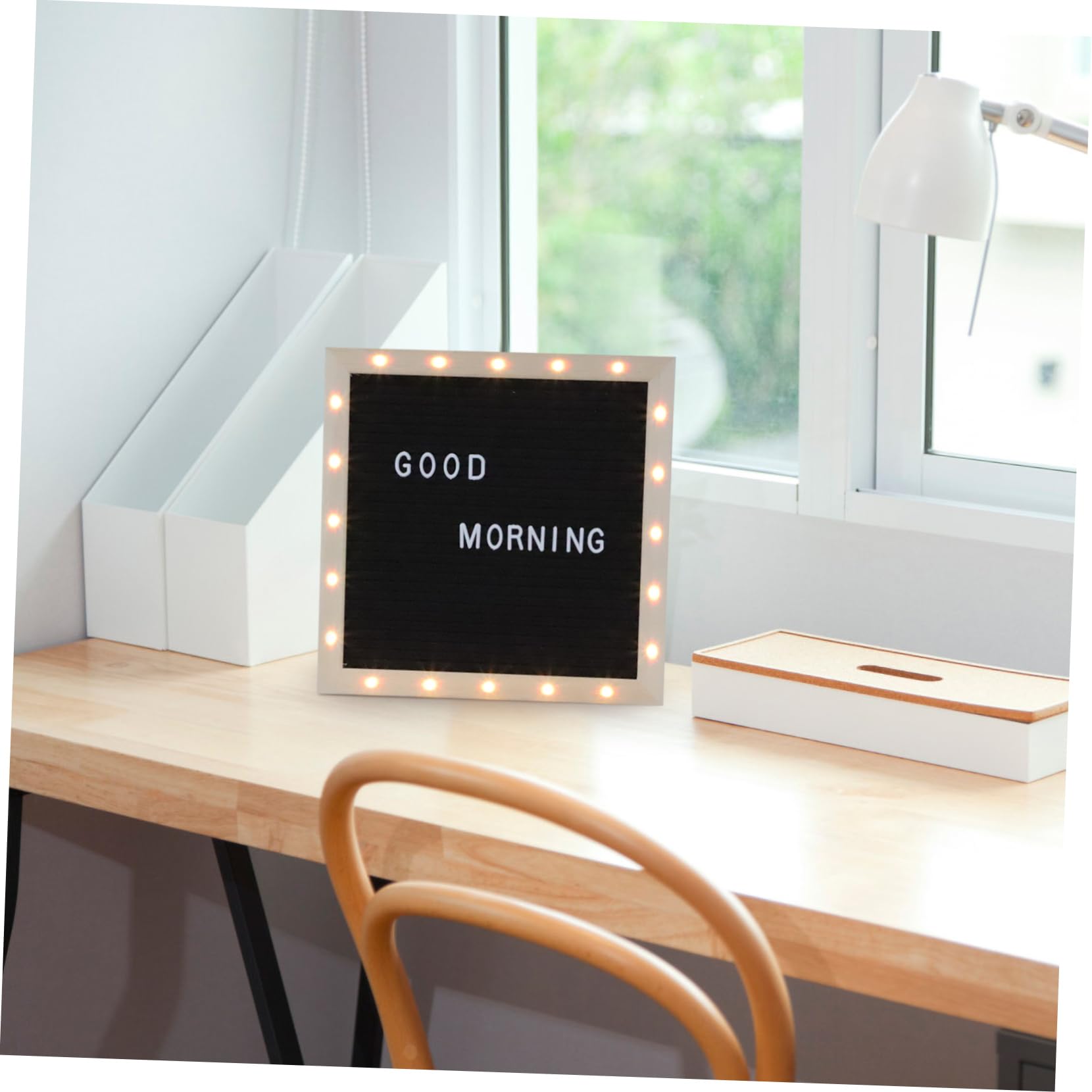 VILLCASE 1ensemble Tableau De Lettres Avec Led Tableau De Message Feutre Pour Maison Bureau Lettres Amovibles Décoratif Et Pratique Pour s