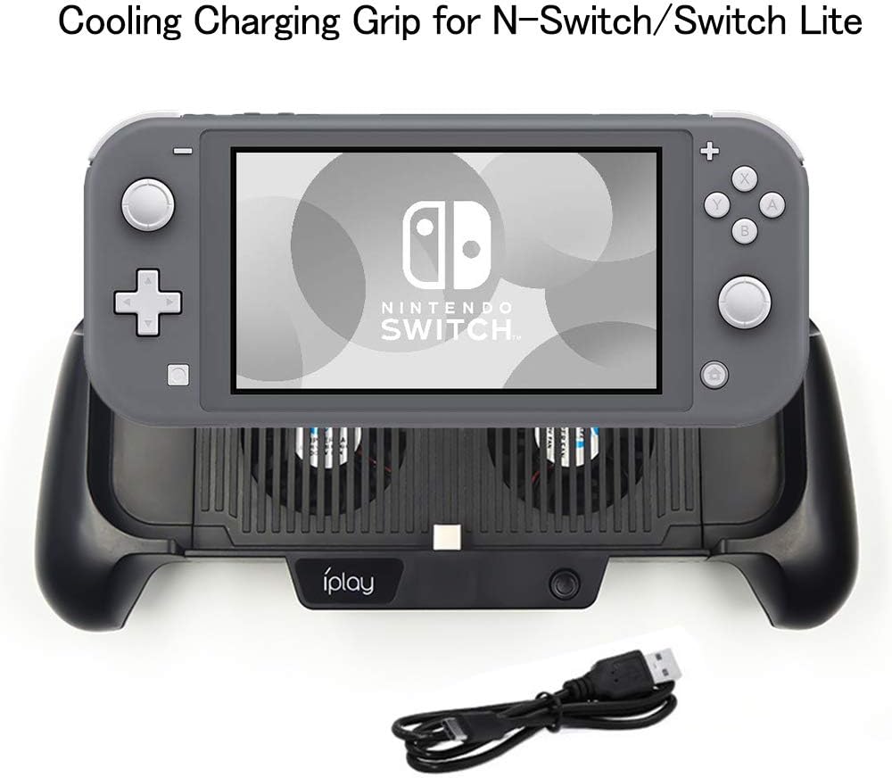 6000mAh Battery Charger Case for Nintendo Switch/Switch Lite, Portable Charger Shell Protective Case Stretchable Grip, Double Cooling Fans, Quick Charging Cooling Controller with Kickstand (Black) : Video Games
