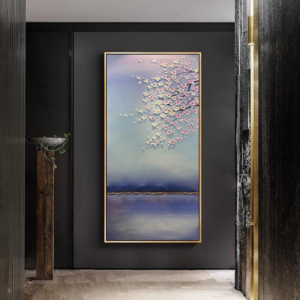 Pintura al óleo abstracta para pared, gran cuchillo pintado a mano sobre lienzo para decoración del hogar, oficina, sala de estar