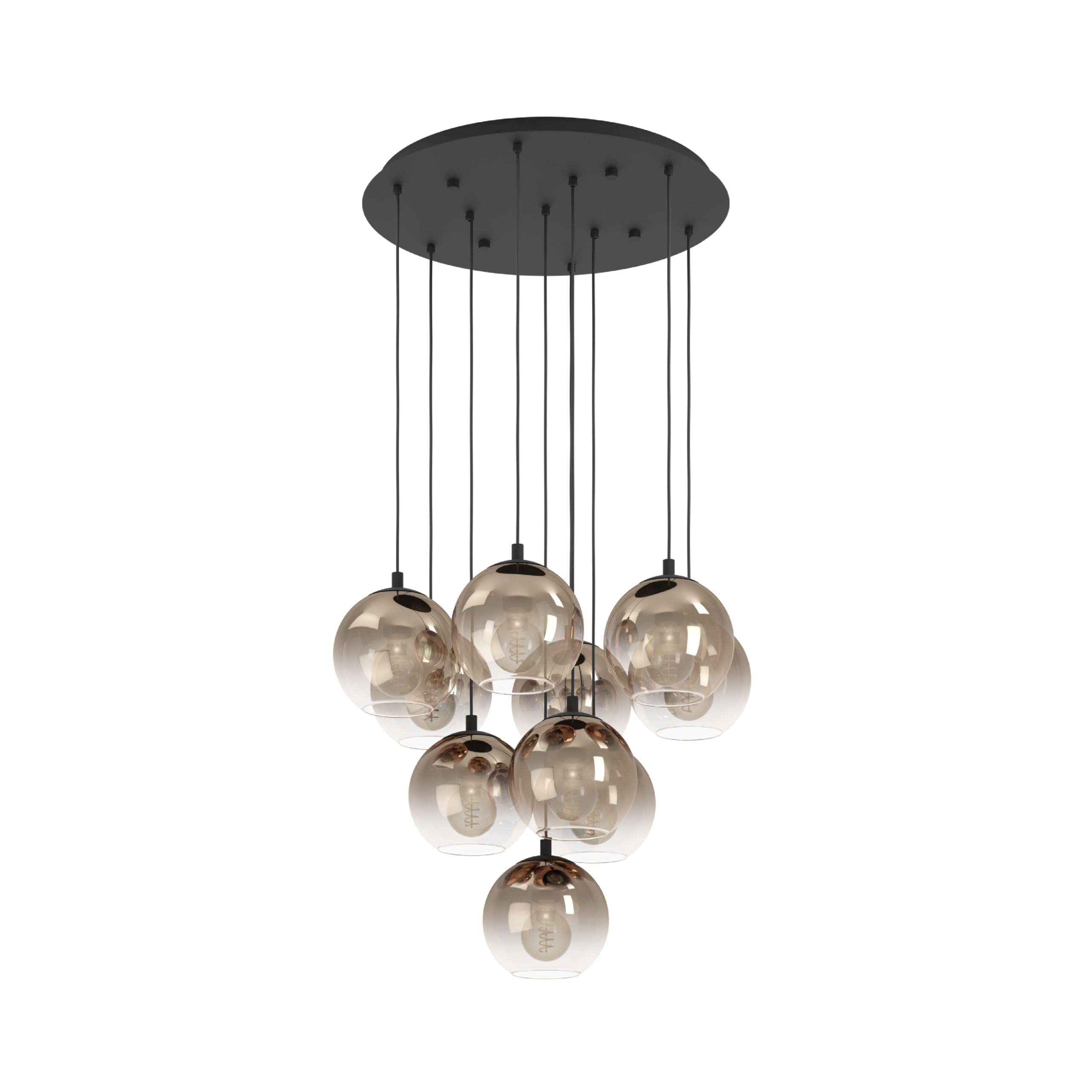 Eglo Light/Black Ariscani 1 Ten Drop Cluster Pendant In With Copper Om
