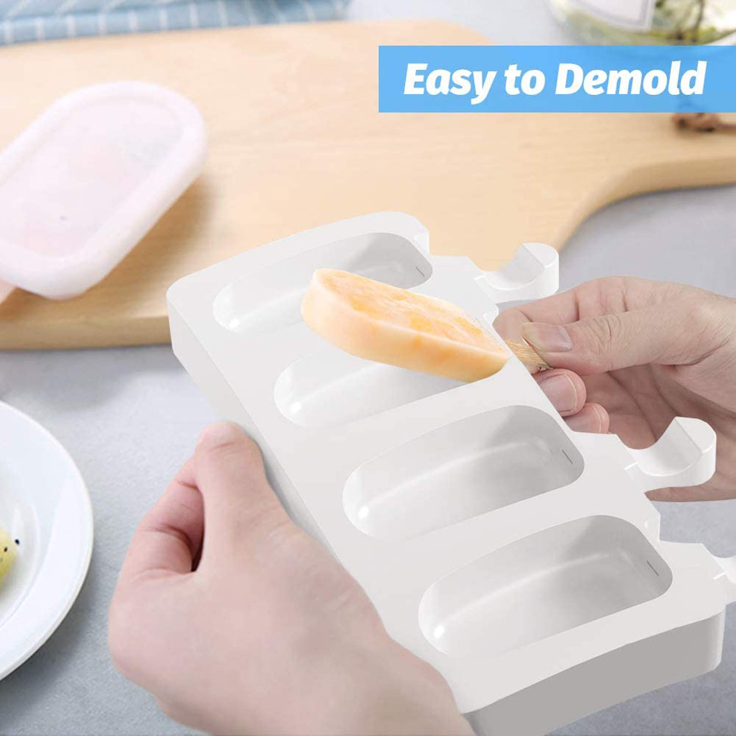 Moldes para polos de hielo, moldes de silicona para paletas de helado de 2 paquetes, sin BPA, con 50 palitos, moldes de helado de grado alimenticio, moldes de helado de postre congelado para niños