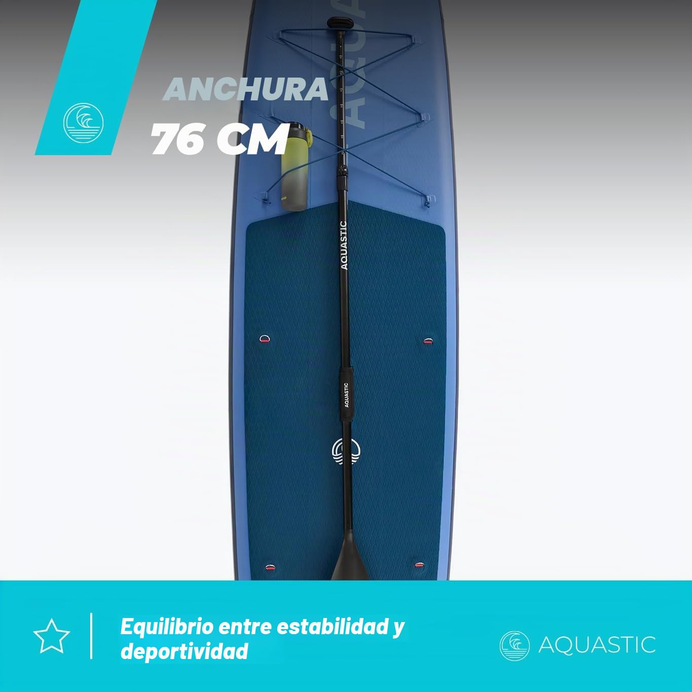 AQUASTIC Touring Pro 14'0″ | Sup Touring Board | Drop Stitch Line+ | PVC de una Sola Capa 2200 g/m² | 427 × 76 × 15 cm | 355 L de Capacidad | 170 kg de Carga | Espuma EVA | Lino Cargo